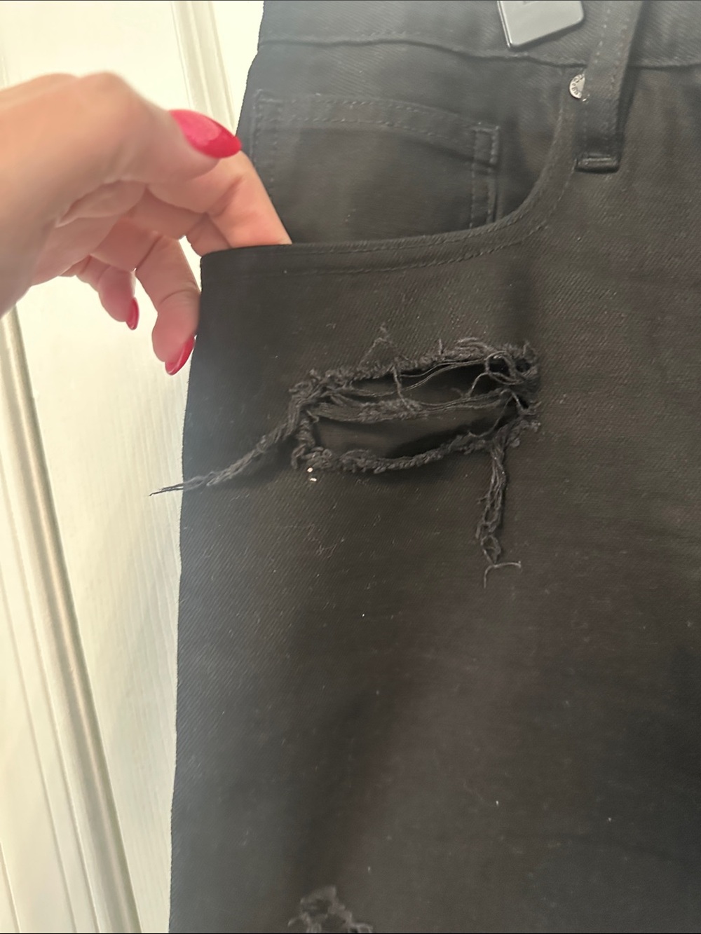 Guess Black Distressed Jean Shorts - Picture 2 of 7
